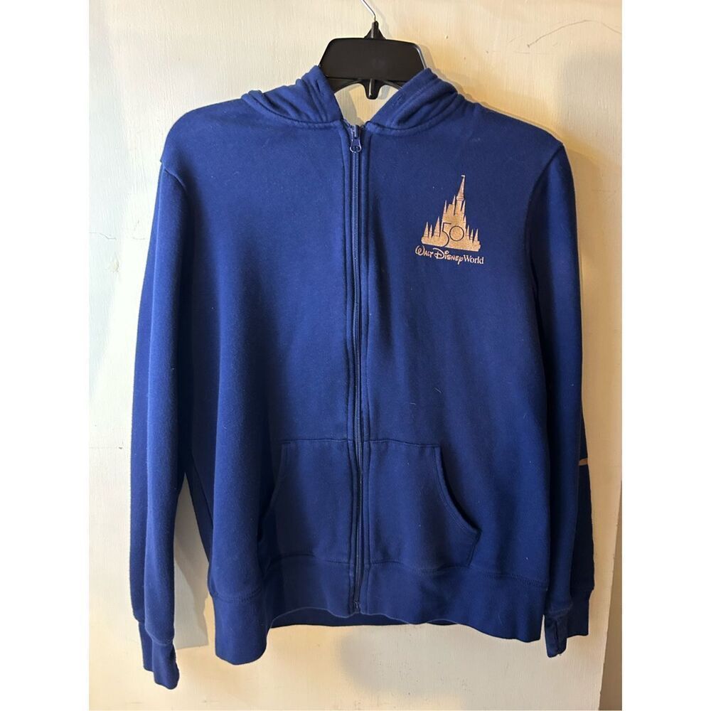 Walt Disney World‎ 50 years hoodie Blue Large Zipper Spellout